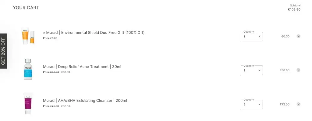 BOGOS Free gift offers on website