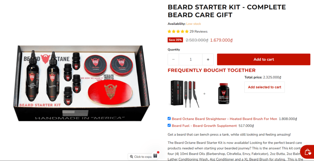 Mixed Shopify product bundling example by Beard Octane