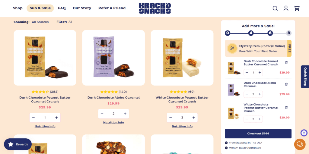 The Krack's Snacks mix-and-match bundle product example