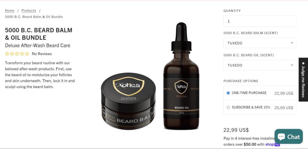 A Xotics example of new product bundling Shopify