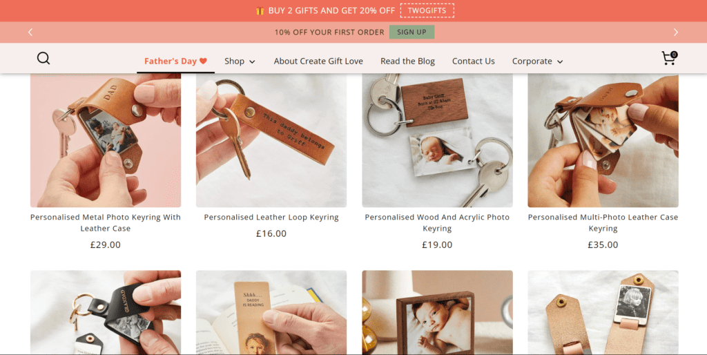 Create Gift Love's gifts emphasized on father-child memories