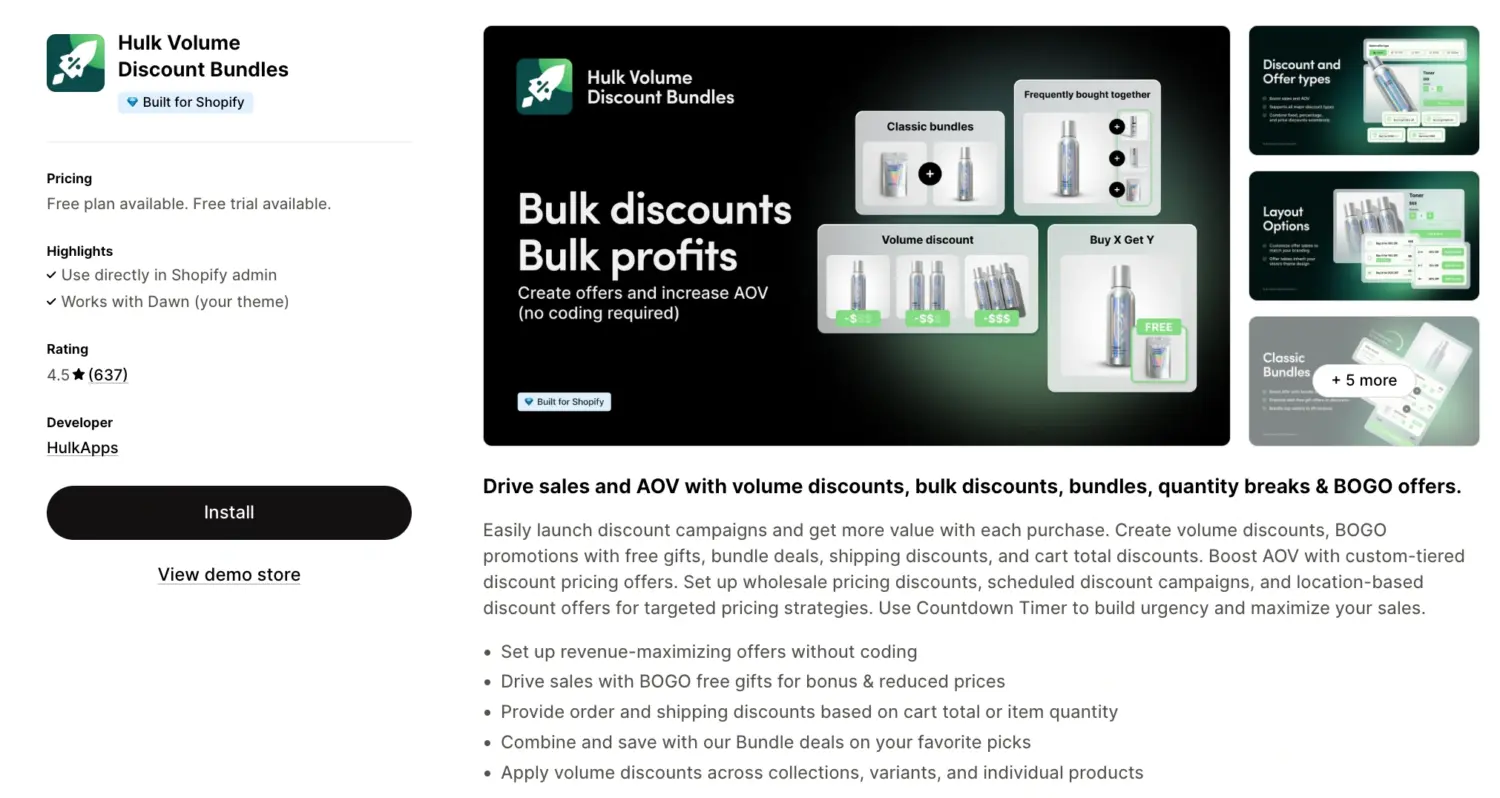 Hulk Volume Discount Bundles With Tiered Pricing