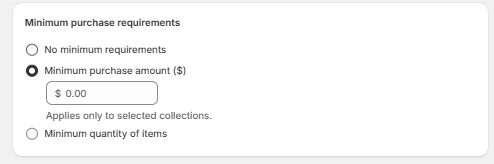 Set minimum purchase requirements
