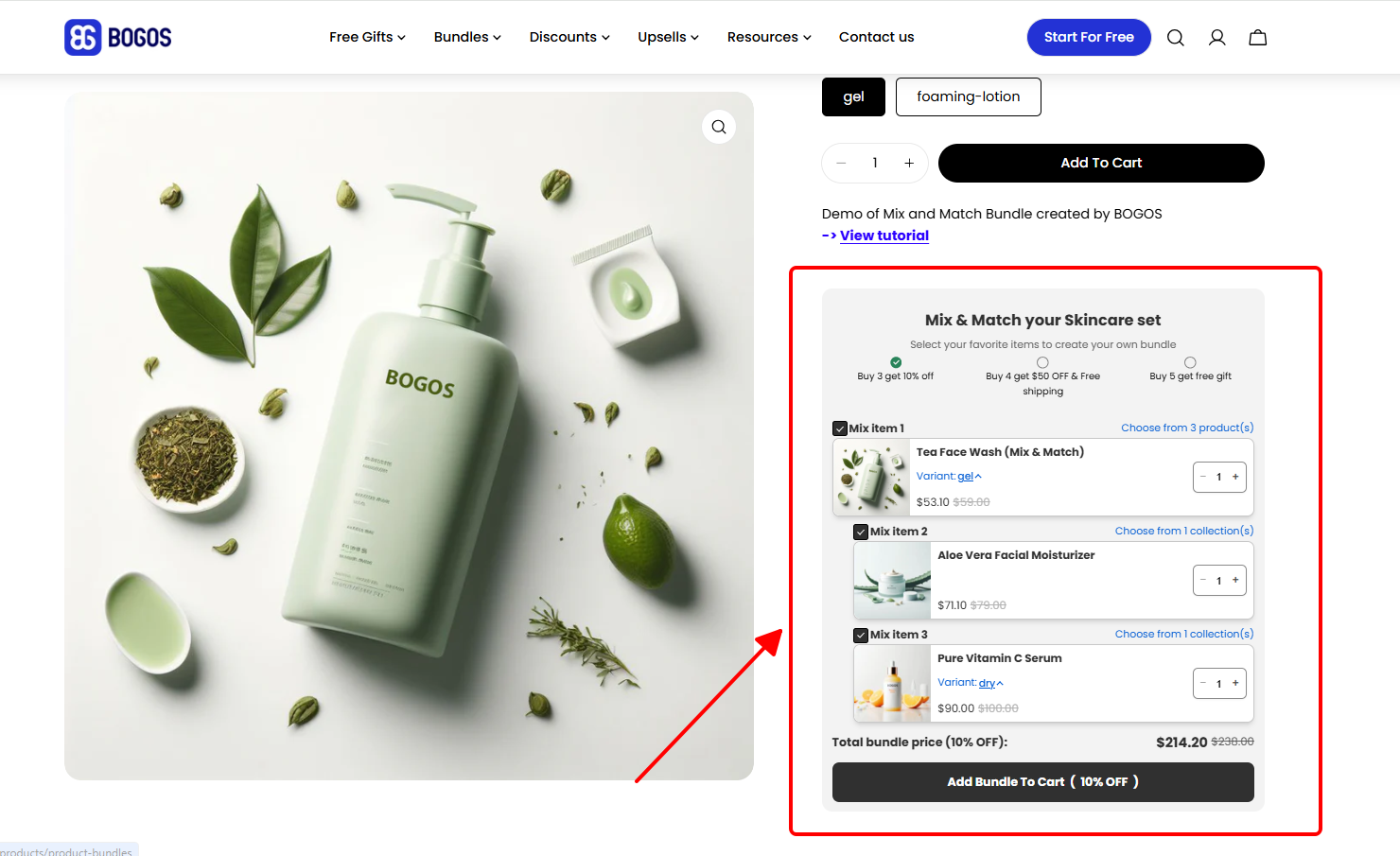 Mix-and-match bundle widget with tiered discounts based on quantity purchased