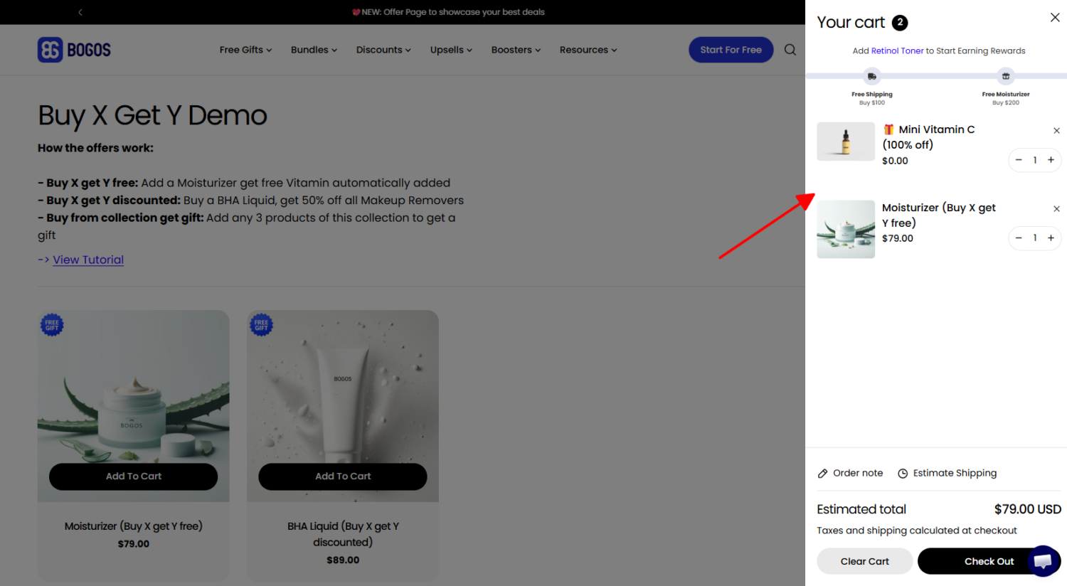 Buy X Get Y for free
