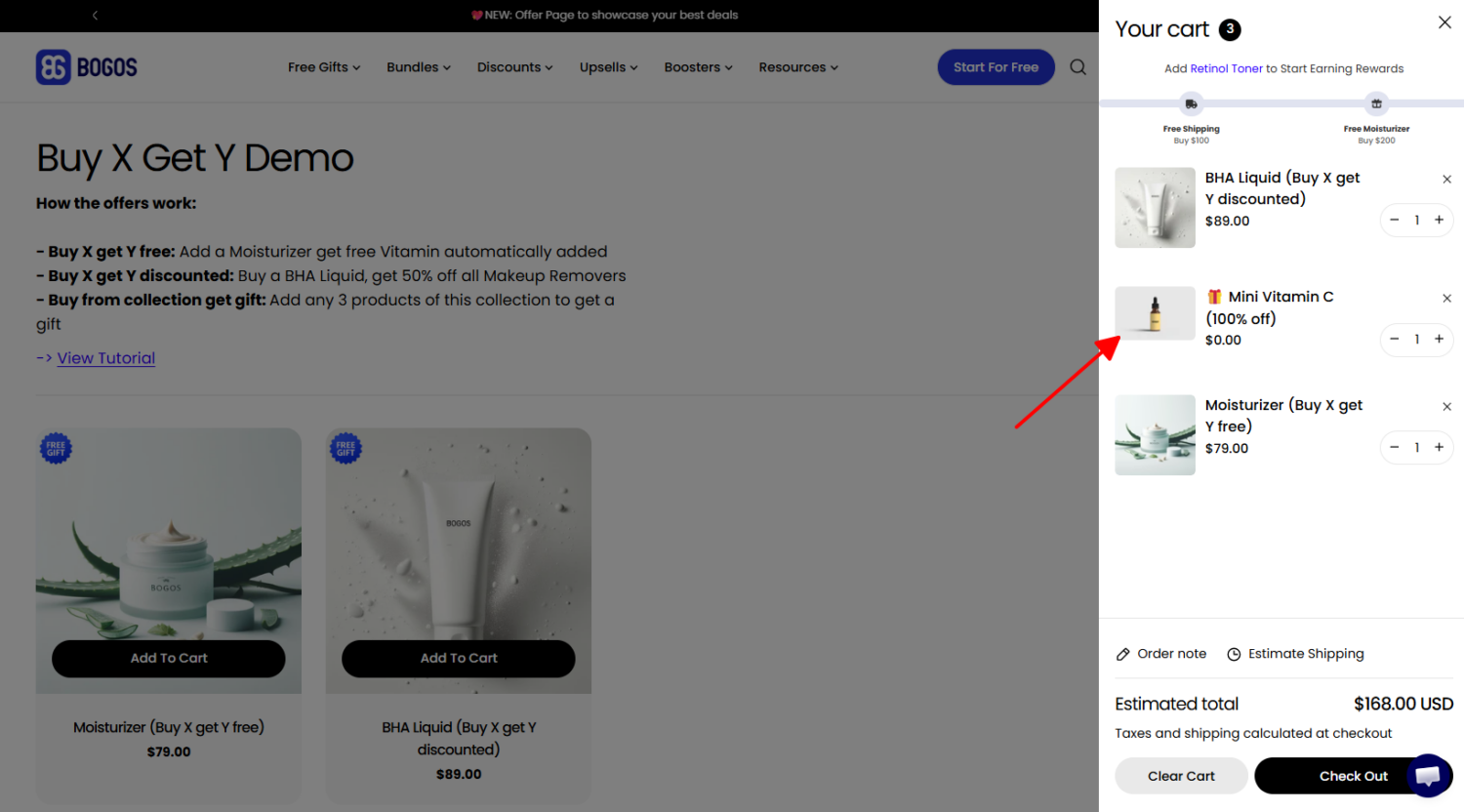 Buy X & Y to get Z for free