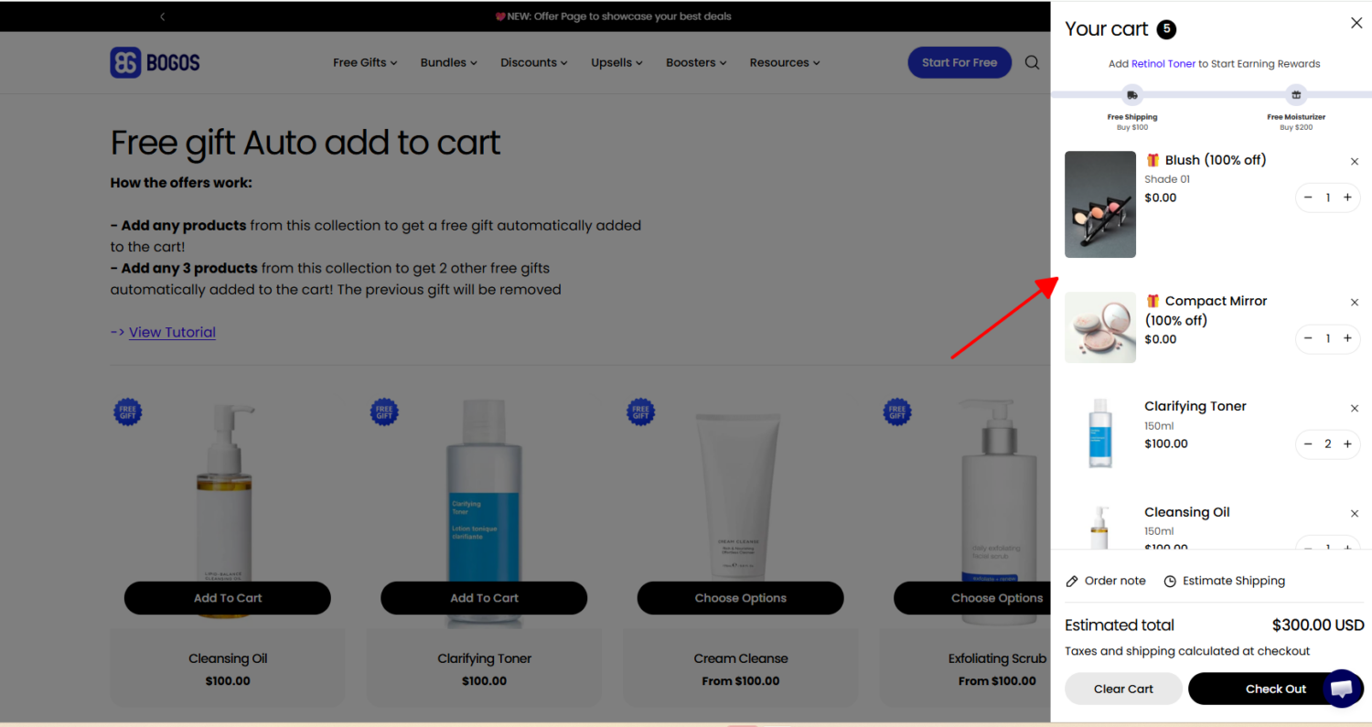 Buy X and get Y & Z for free