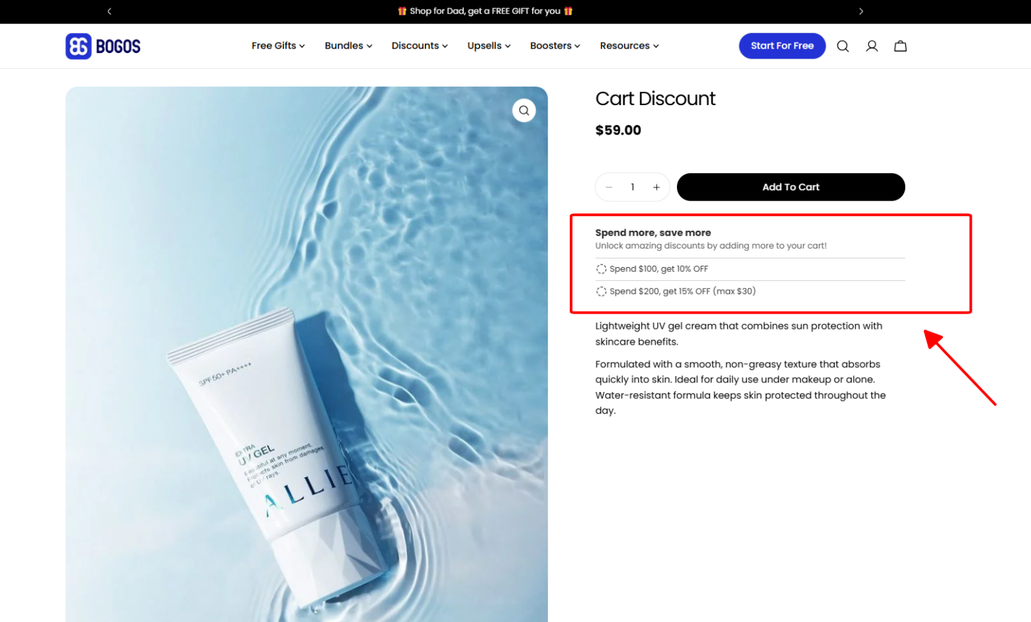 Spend based tiered discounts widget