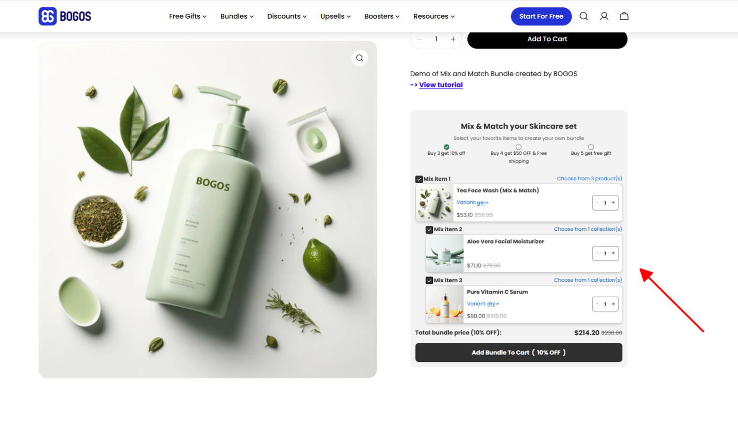 Mix-and-match bundle with tiered discounts widget