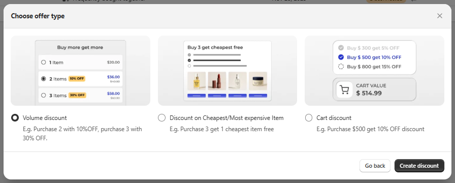 BOGOS discount feature
