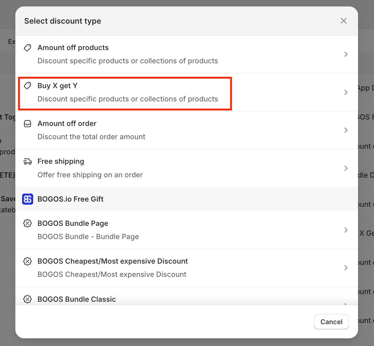 Select Buy X Get Y In Shopify Discounts