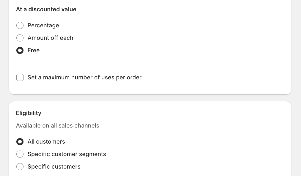 Set Reward To Free And Pick Eligible Customers