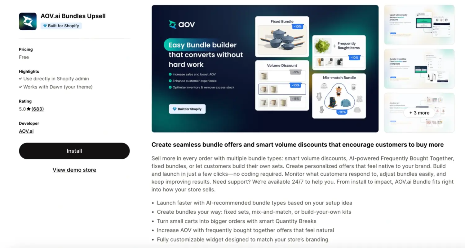 Aov Ai Bundles Upsell Free Shopify Bundle Tool