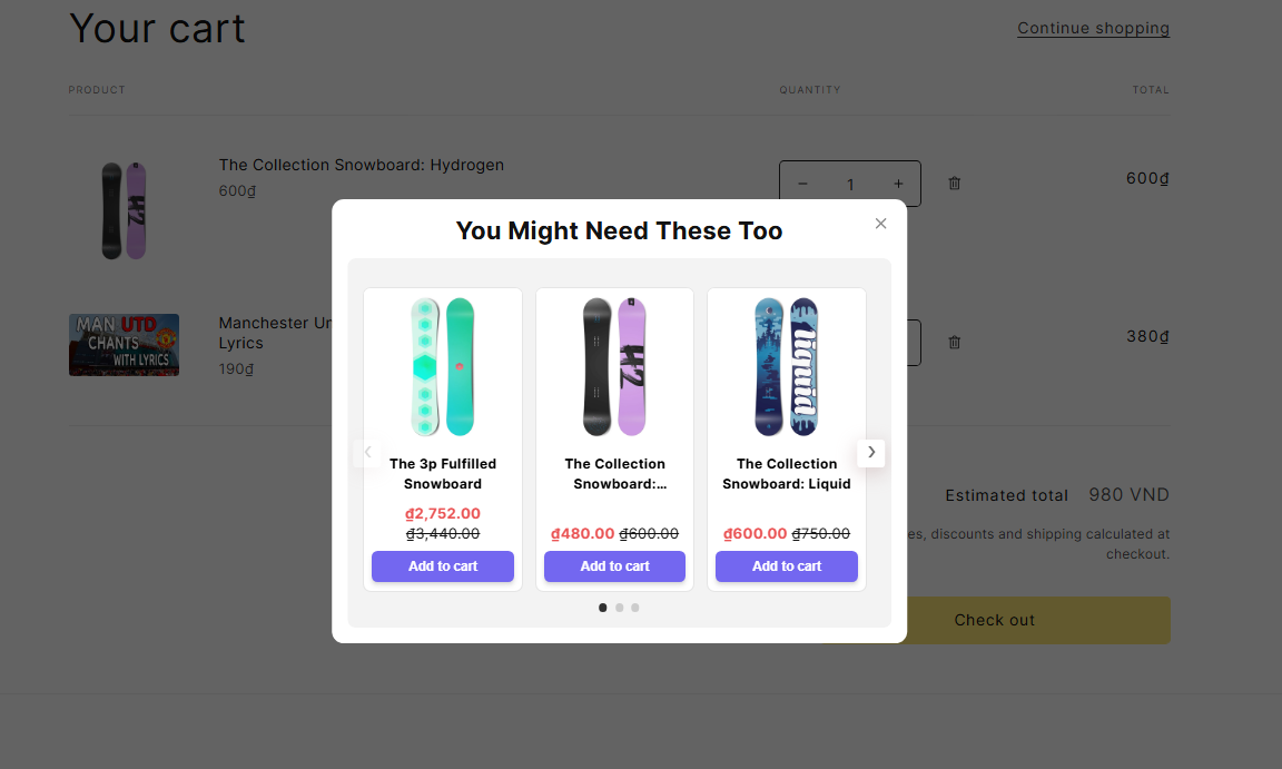 Free gift popup