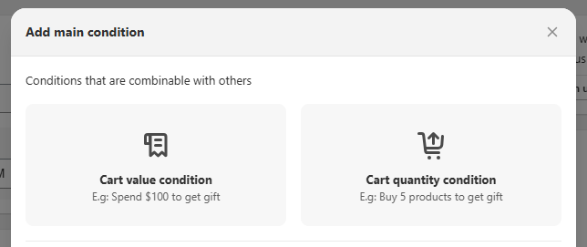 Combine cart value condition & cart quantity condition