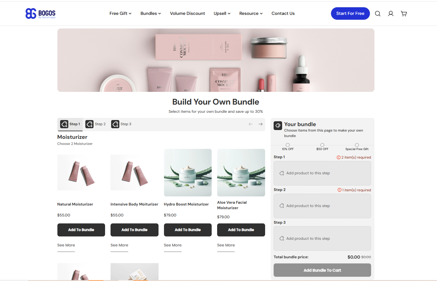 Bundle builder page example