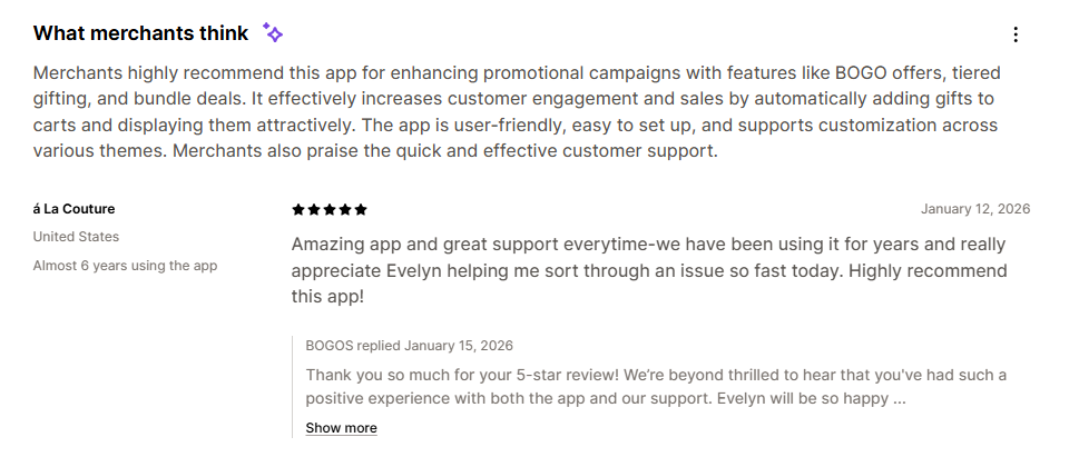 BOGOS customer review
