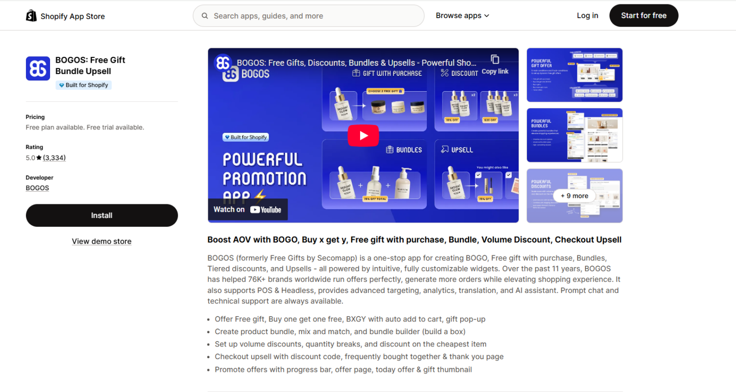 BOGOS Free Gift, Bundle & Upsell
