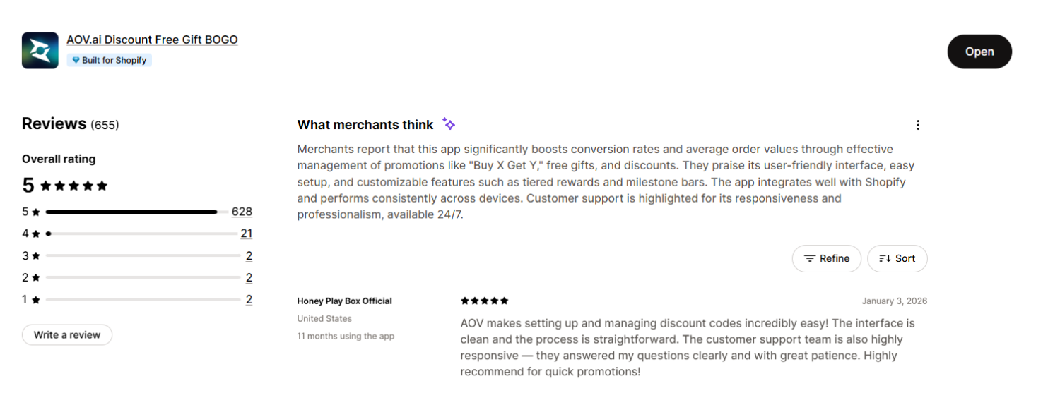 AOV.ai merchant reviews
