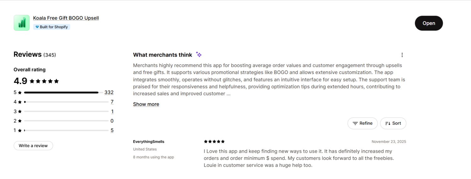 Koala Free Gift merchant reviews
