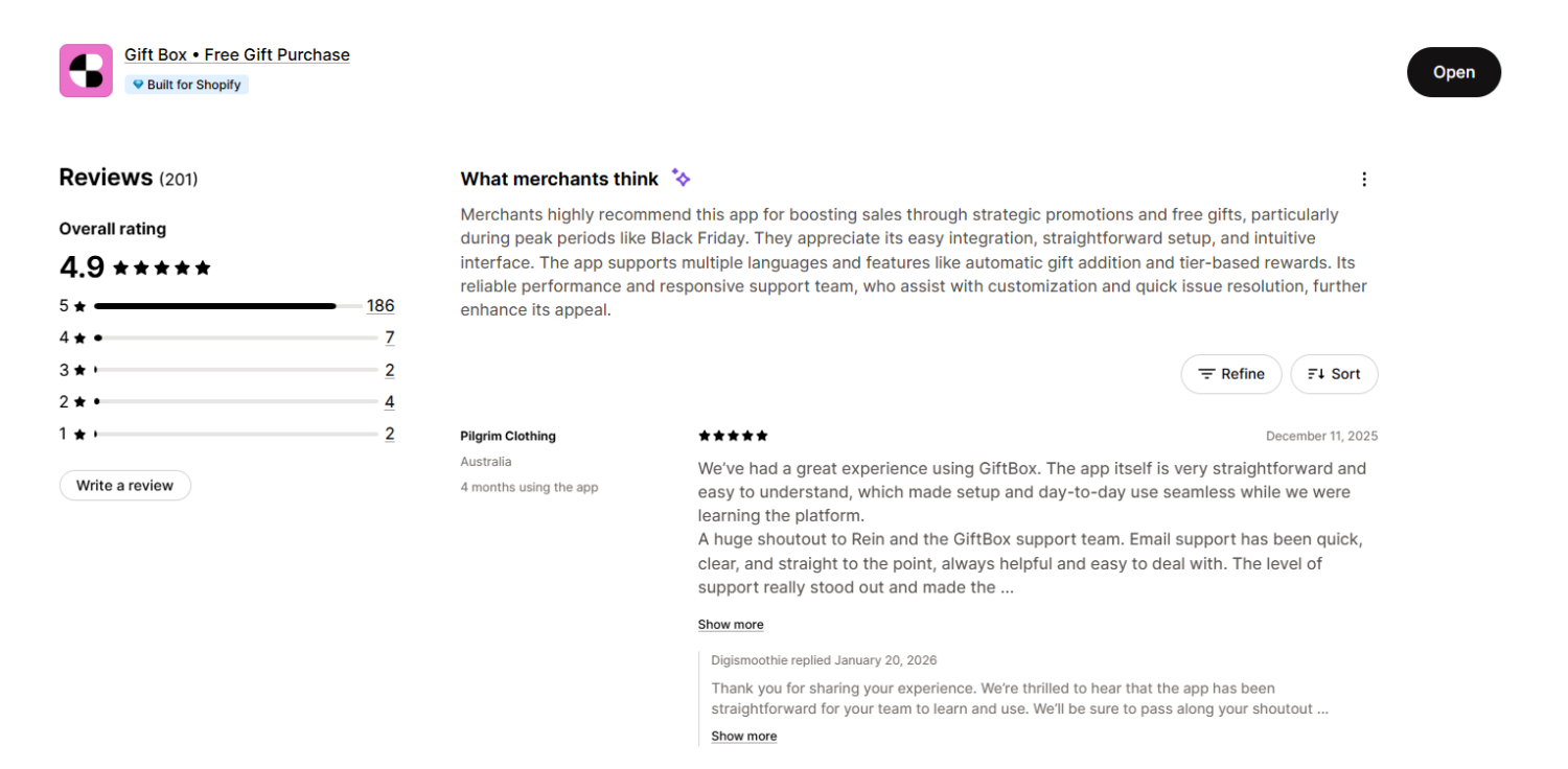 Free Gift Box merchant reviews
