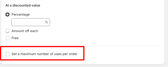 Set maximum number of uses per order