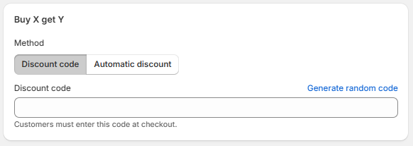 Choose either the “Discount code” or “Automatic discount” type.