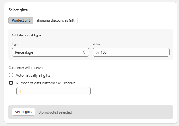 BOGOS: Select a Gift Product Option