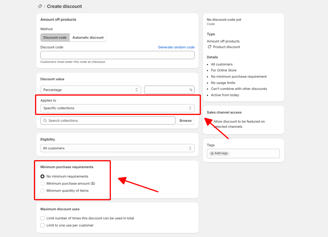 Create automatic discount that apply for that collections