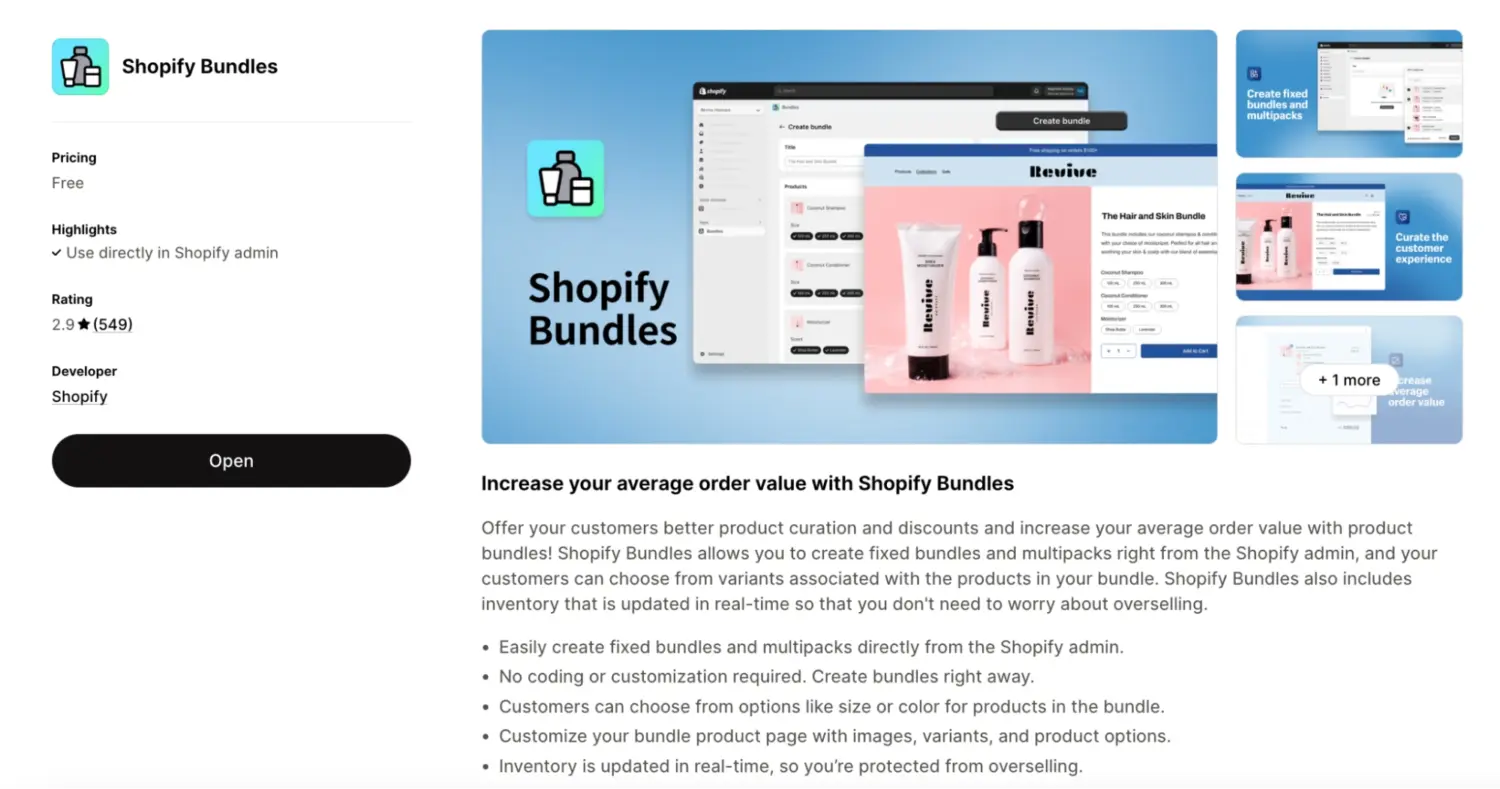 Shopify Bundles Native App Fixed Bundle Capabilities
