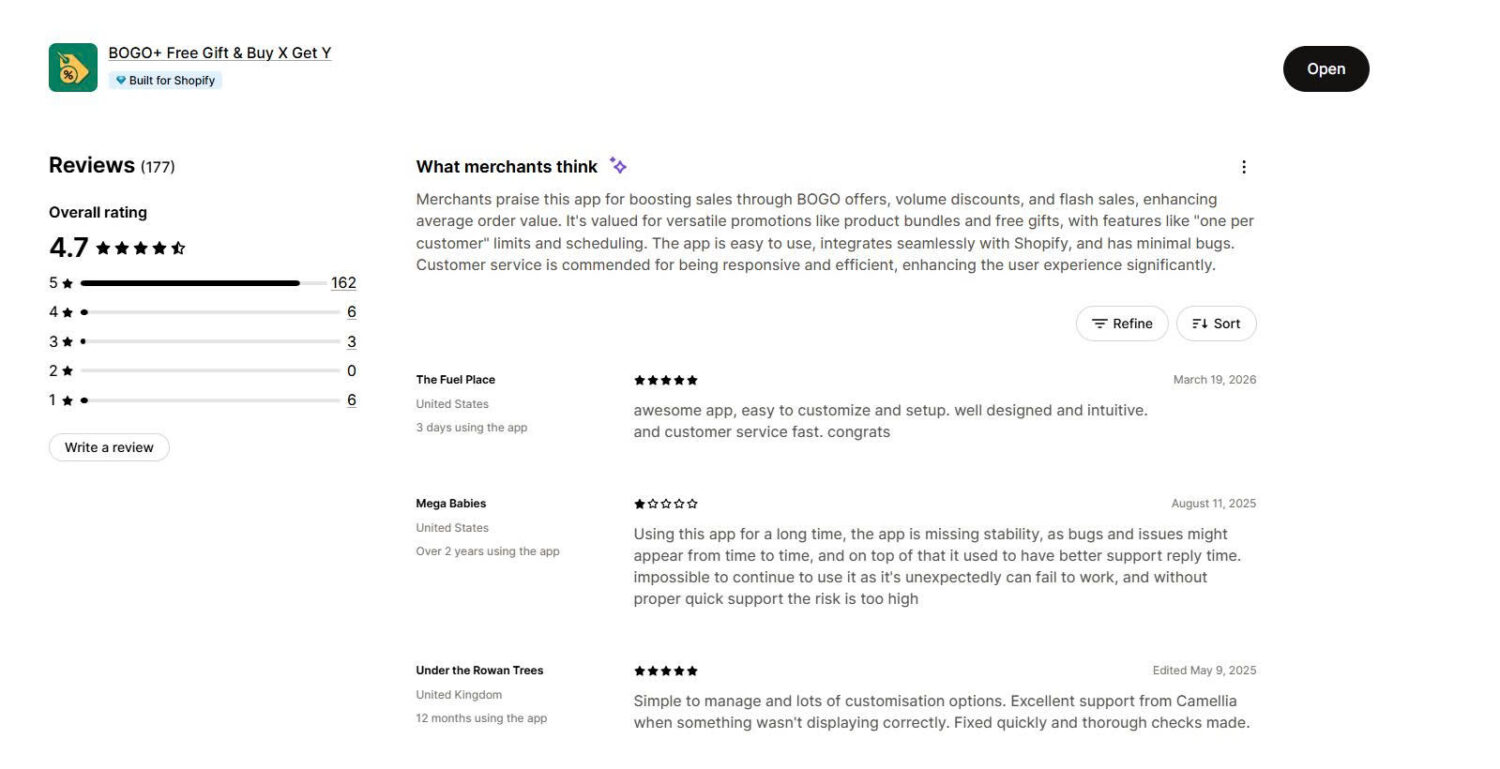 Bogo+ Merchant Reviews