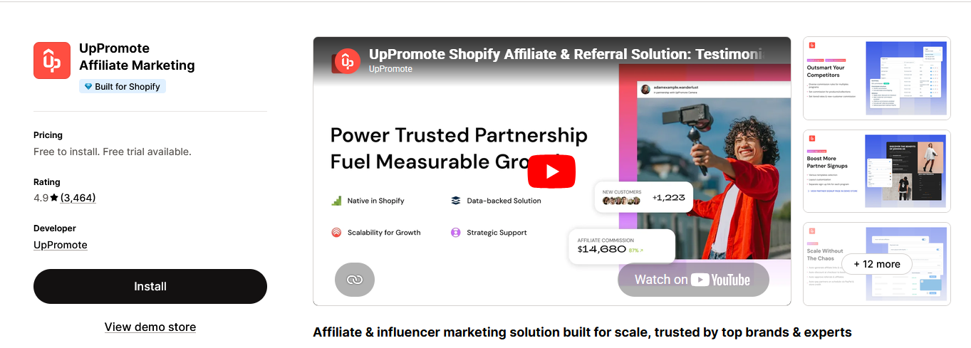 Uppromote Affiliate Marketing App Listing