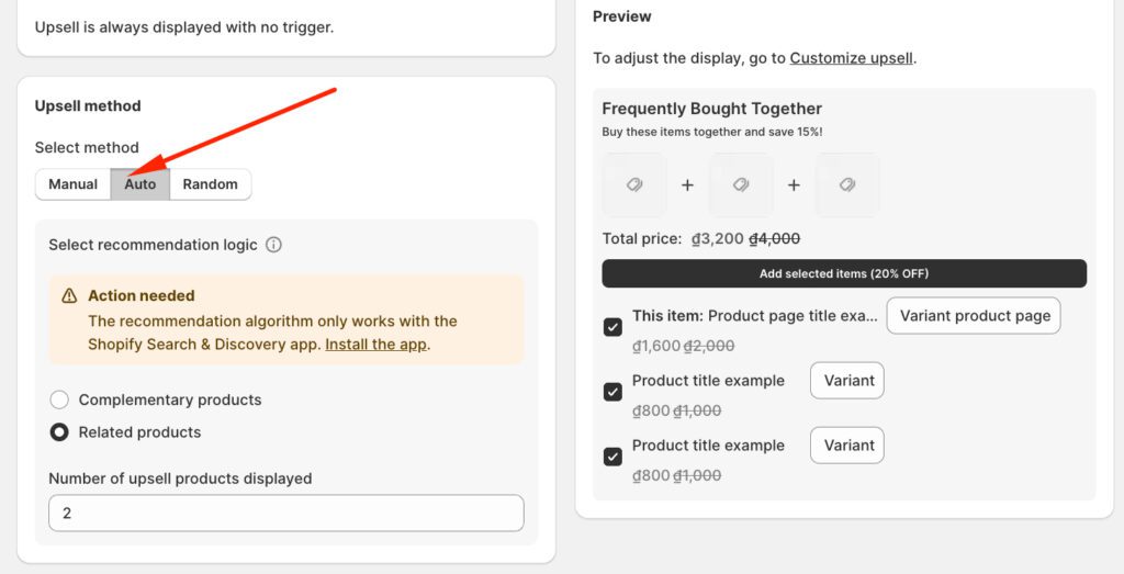 Let's BOGOS automatically upsell products
