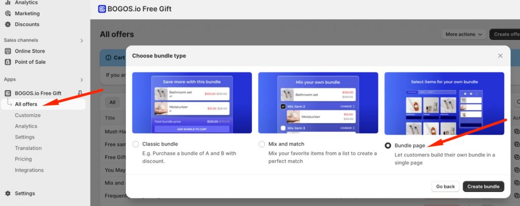 Choose Bundle Page Offer In Bogos App