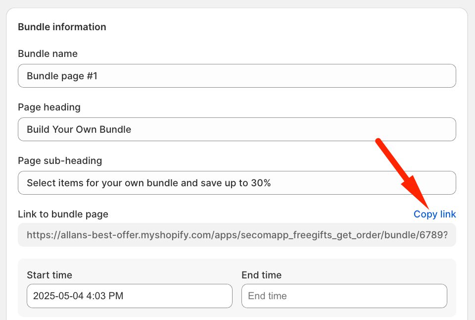 Copy "Build Your Own Bundle" page Link And Add To Navigation Menu