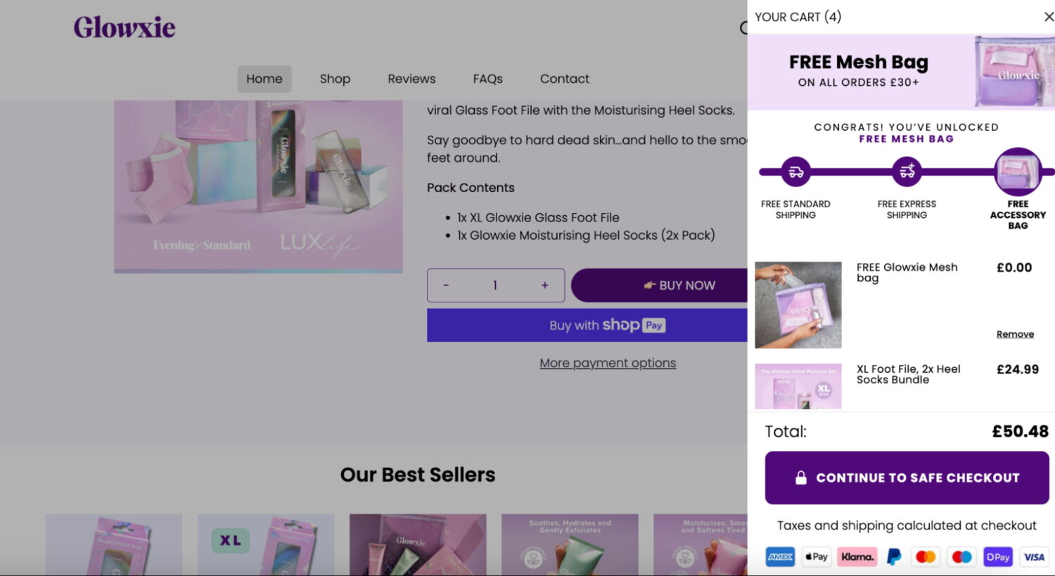 Glossier Cart Upsell Progress