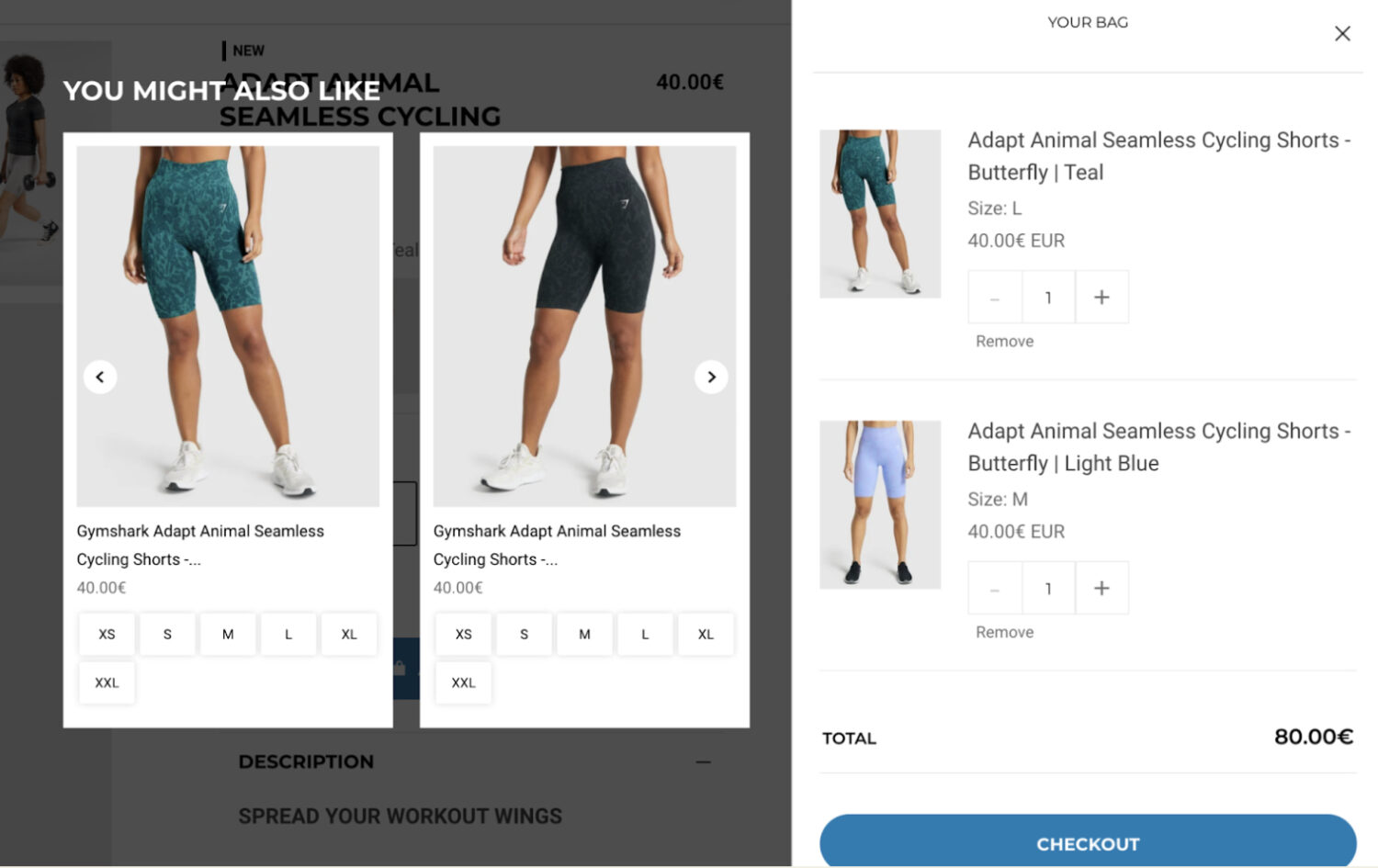 Gymshark Upsell Carousel Size