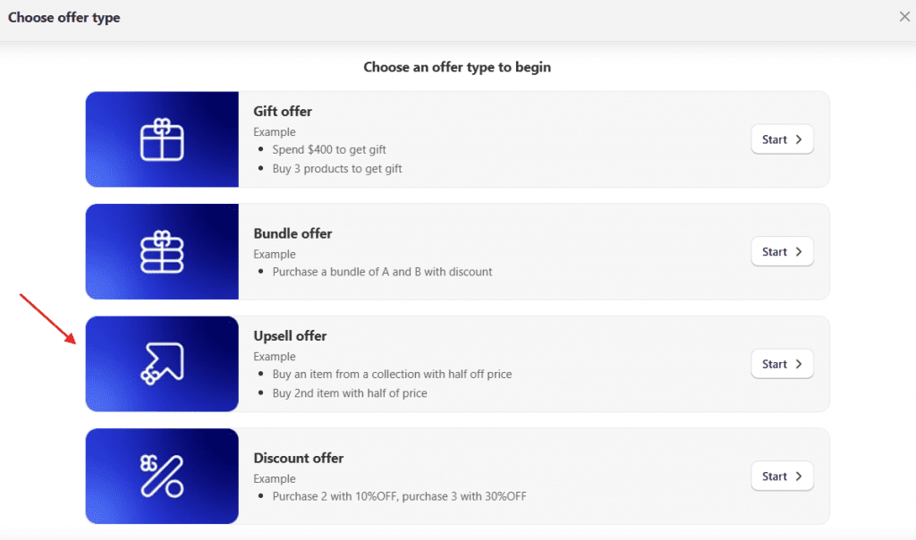 Choose "Upsell Offer"