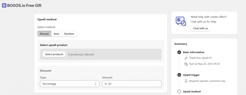Select "Upsell method"