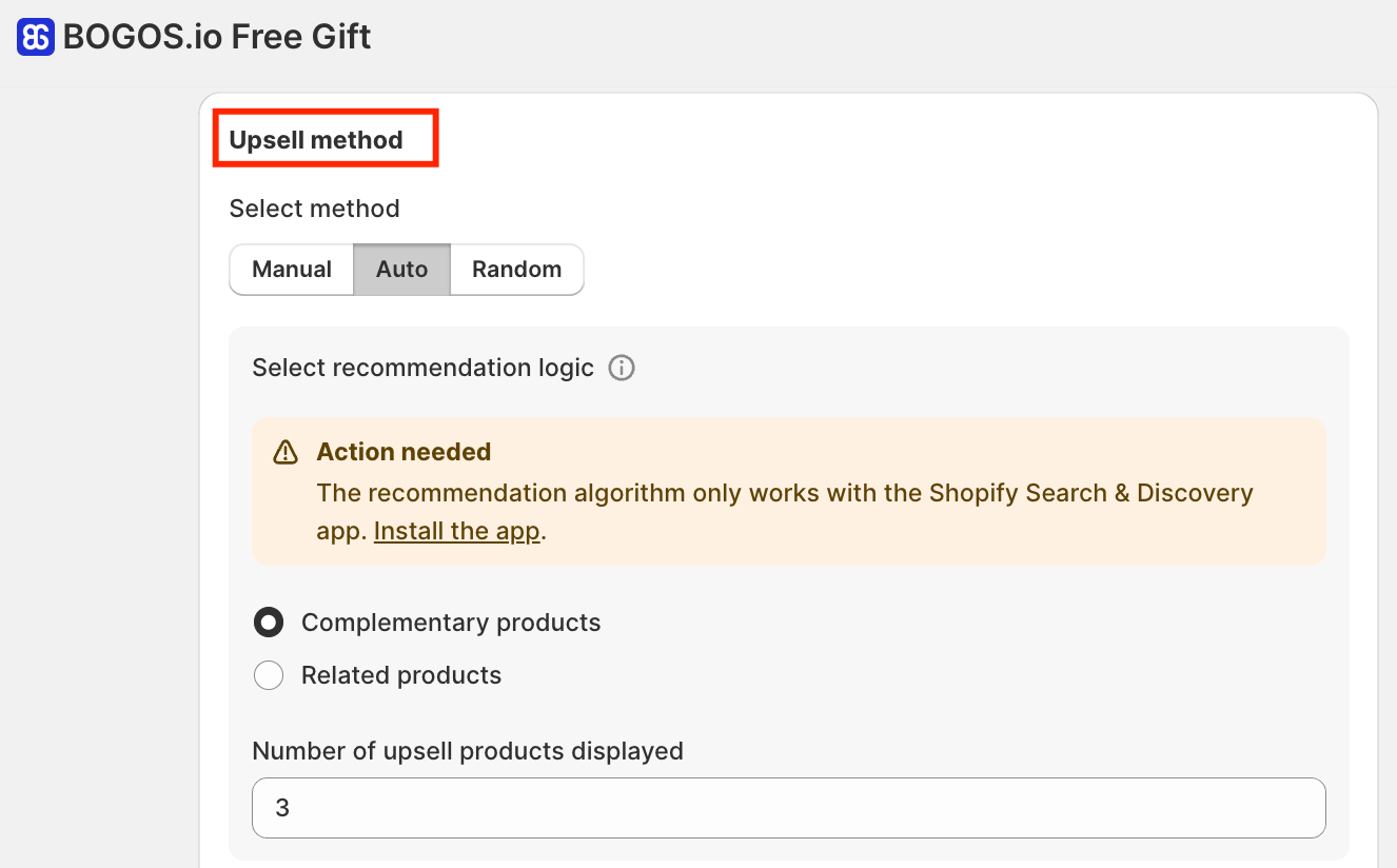 Manual, Auto, And Random Upsell Methods In Bogos App
