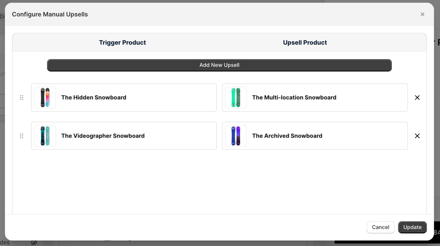 Upcart Manual Upsell Configurated