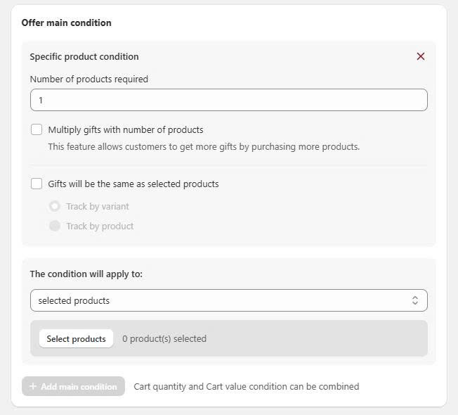 Choose Products Condition And Set Quantity