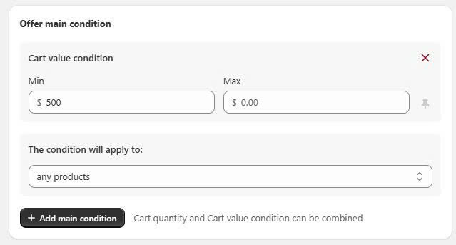Set Minimum Cart Value Condition