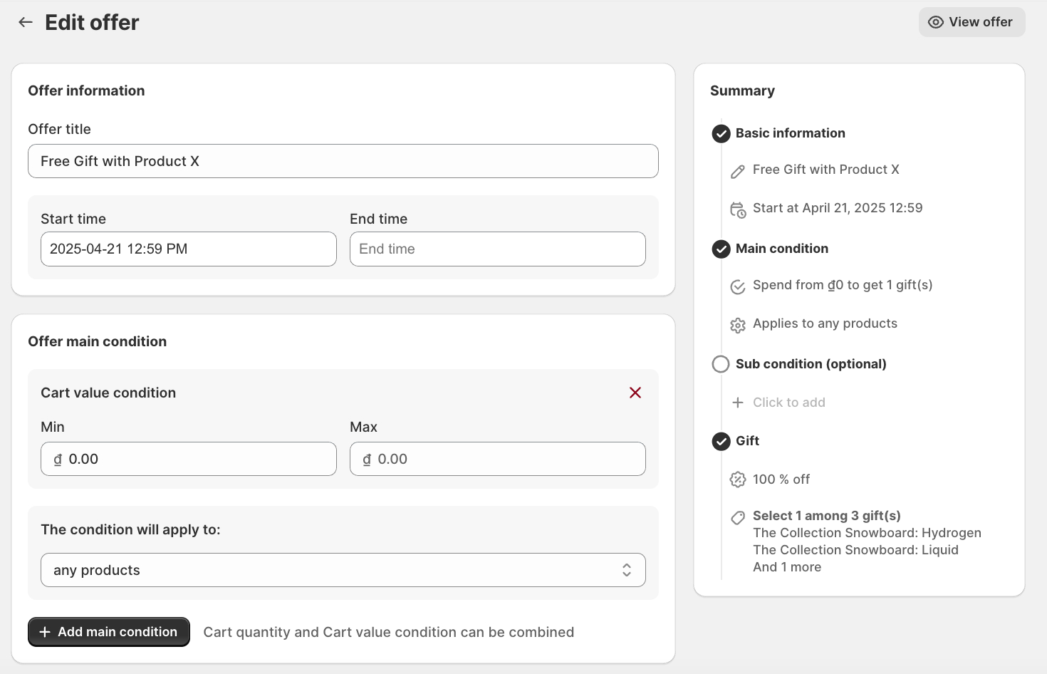 Configure Offer Details When Cross Selling With Popups In Bogos