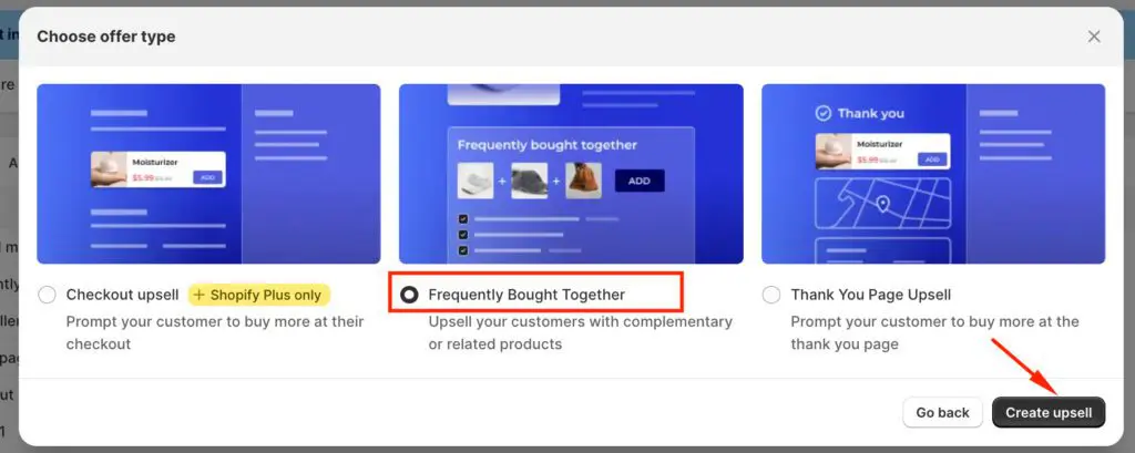 Choose e"Frequently bought together" offer