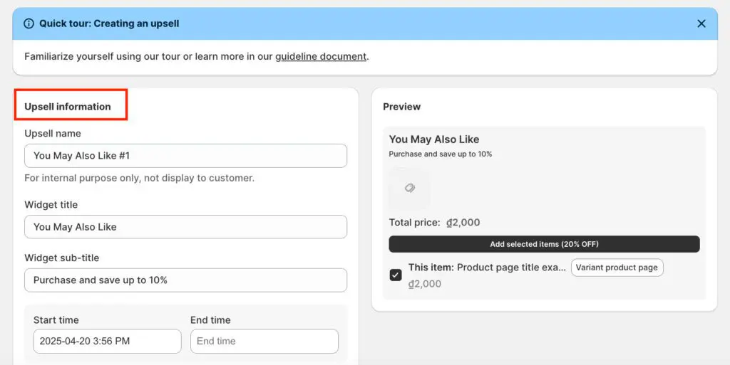 Customize yourr offer