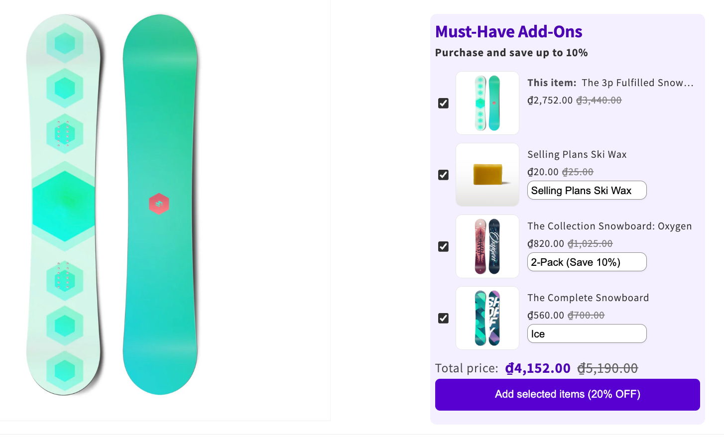 Result Of Cross Sell With Add Ons Product In Bogos App