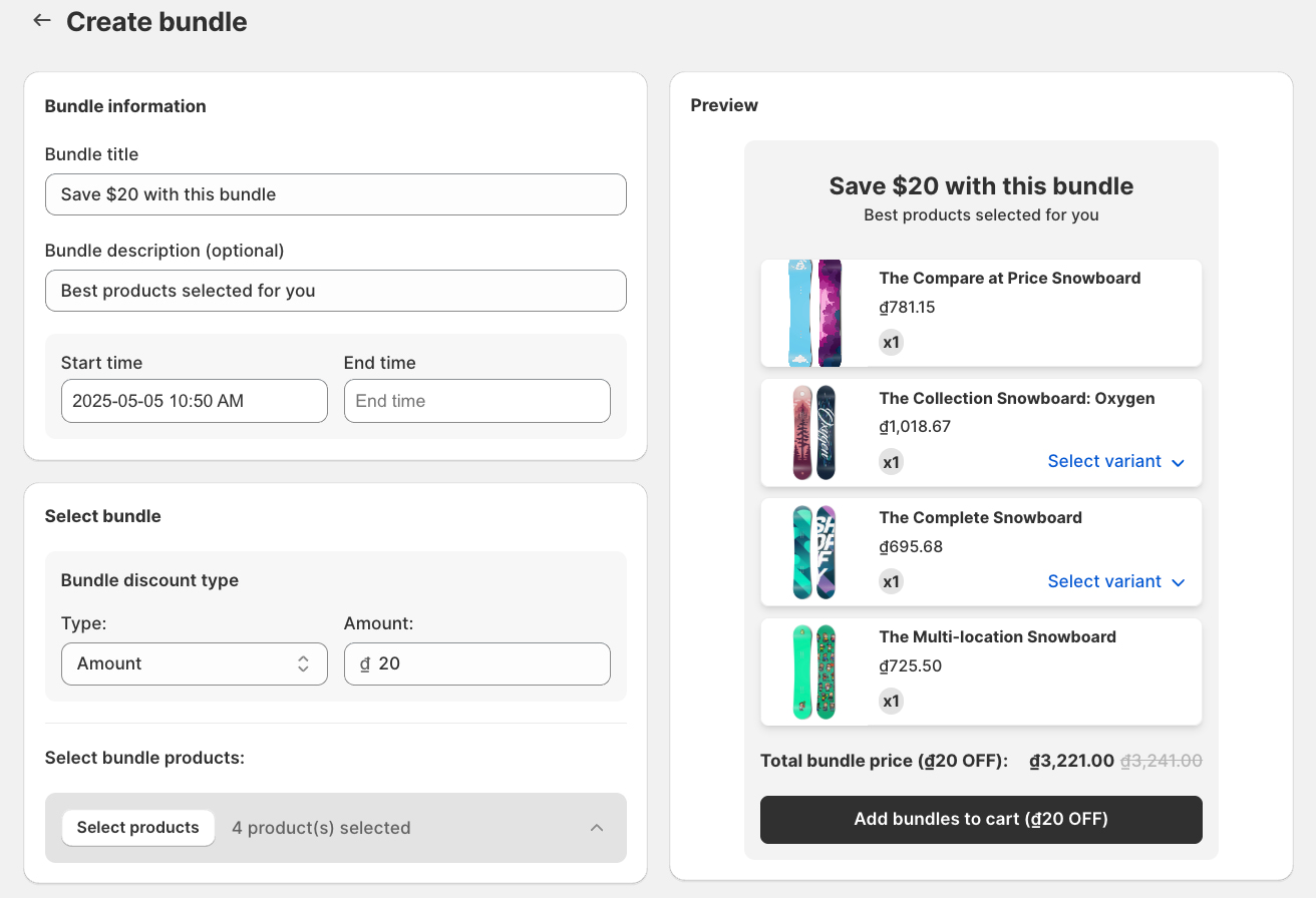 Setup Bundle Details And Select Products In Bogos App