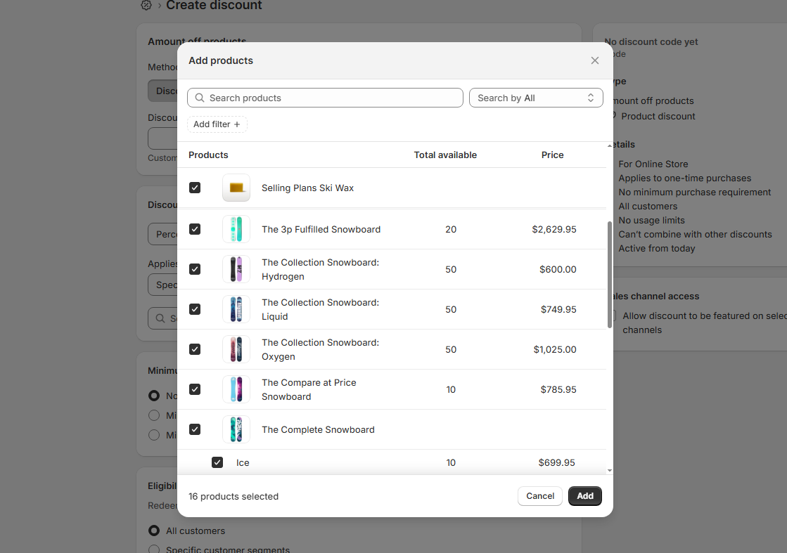 Edit the list of discounted products
