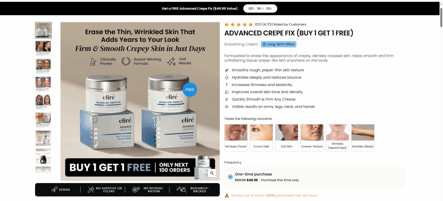 Elire Skincare BOGO prormotion example